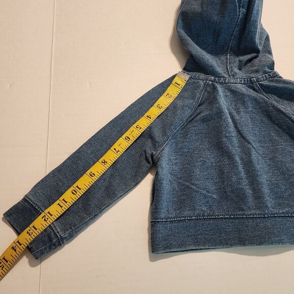 Baby Gap sz 18-24 m cropped hooded denim jacket full zip pockets - Picture 8 of 9